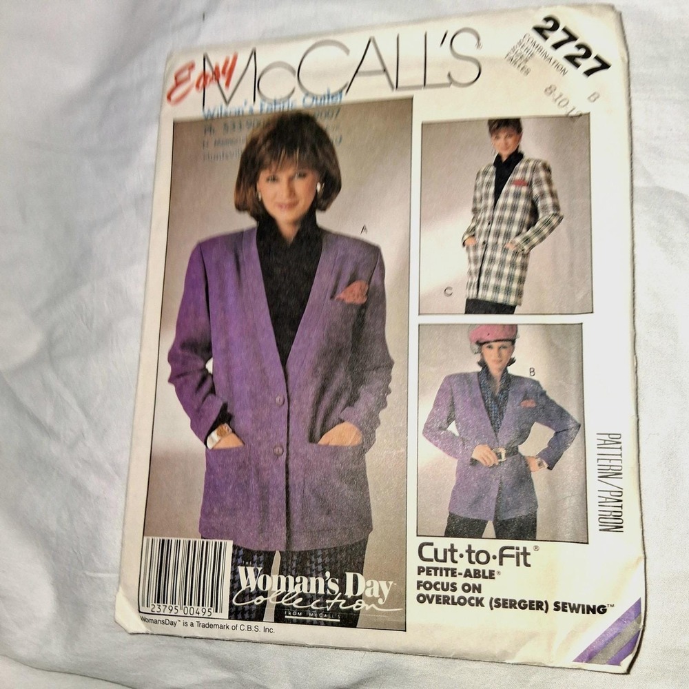 Vintage McCalls 2727 Womans Day Collection Sewing Pattern‎ Cardigan Blazer